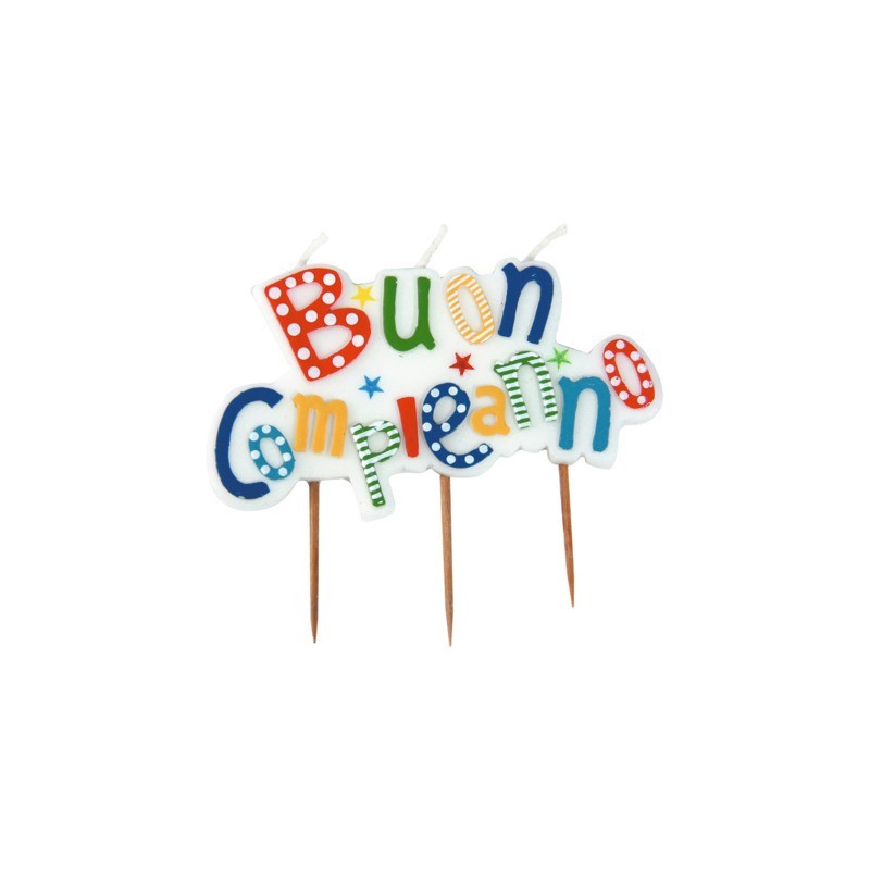 Candeline picks a tema Buon Compleanno 10x7 cm Big Party multicolor 73111 (Conf.3)