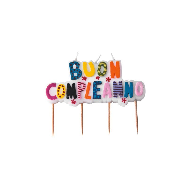 Candeline picks a tema Buon Compleanno 10x7 cm Big Party mix 73103 (Conf.3)