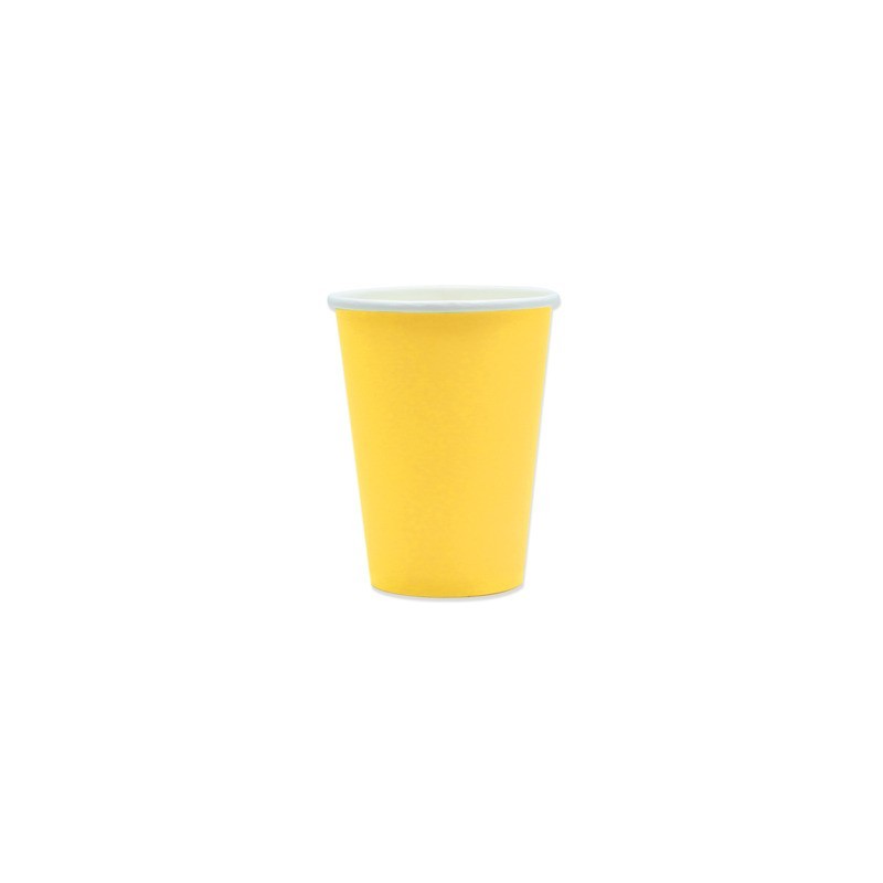 Bicchieri in carta di pura cellulosa Ecolor 250 ml - giallo - conf. 25 pz - 74095 (Conf.2)