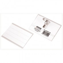Portabadge trasparente Office Products con clip a spilla conf. 50 pz 90x57 mm 20023311-90