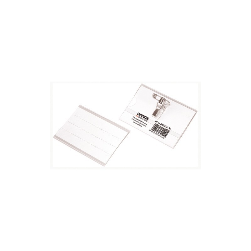 Portabadge trasparente Office Products con clip a spilla conf. 50 pz 90x57 mm 20023311-90