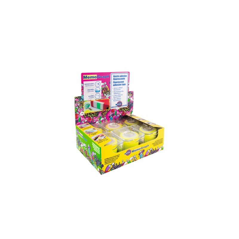 Nastro adesivo con dispenser Eurocel Memograph scrivibile e removibile - 50 mm x 10 m - in PVC - giallo - 021500632 (Conf.6)