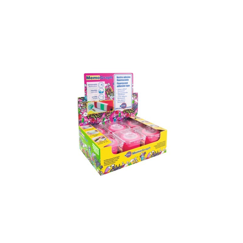 Nastro adesivo con dispenser Eurocel Memograph scrivibile e removibile - 50 mm x 10 m - in PVC - rosa - 021200632 (Conf.6)