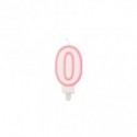 Candelina Party Go bianco e rosa H.6 cm n° 0 EA0194 (Conf.5)