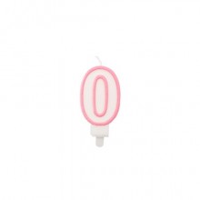 Candelina Party Go bianco e rosa H.6 cm n° 0 EA0194 (Conf.5)