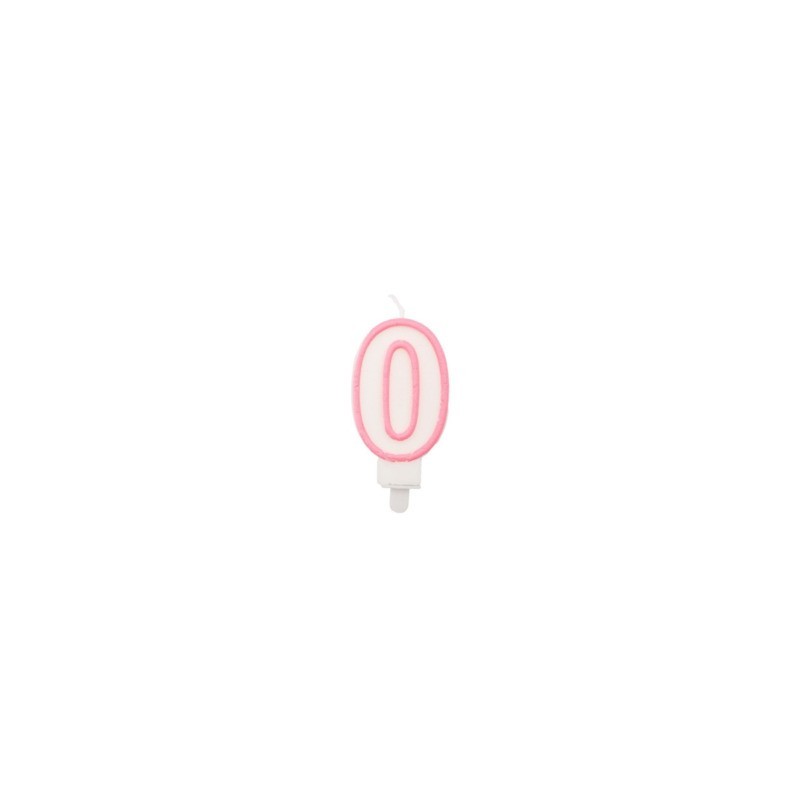 Candelina Party Go bianco e rosa H.6 cm n° 0 EA0194 (Conf.5)