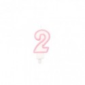 Candelina Party Go bianco e rosa H.6 cm n° 2 EA0196 (Conf.5)