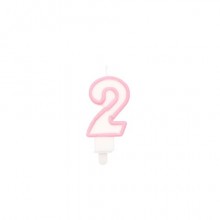 Candelina Party Go bianco e rosa H.6 cm n° 2 EA0196 (Conf.5)
