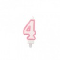 Candelina Party Go bianco e rosa H.6 cm n° 4 EA0198 (Conf.5)