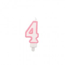 Candelina Party Go bianco e rosa H.6 cm n° 4 EA0198 (Conf.5)