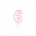 Candelina Party Go bianco e rosa H.6 cm n° 6 EA0200 (Conf.5)