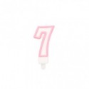 Candelina Party Go bianco e rosa H.6 cm n° 7 EA0201 (Conf.5)