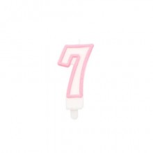 Candelina Party Go bianco e rosa H.6 cm n° 7 EA0201 (Conf.5)