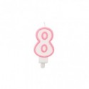 Candelina Party Go bianco e rosa H.6 cm n° 8 EA0202 (Conf.5)