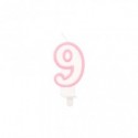 Candelina Party Go bianco e rosa H.6 cm n° 9 EA0203 (Conf.5)