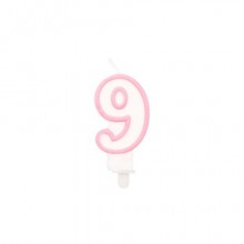 Candelina Party Go bianco e rosa H.6 cm n° 9 EA0203 (Conf.5)