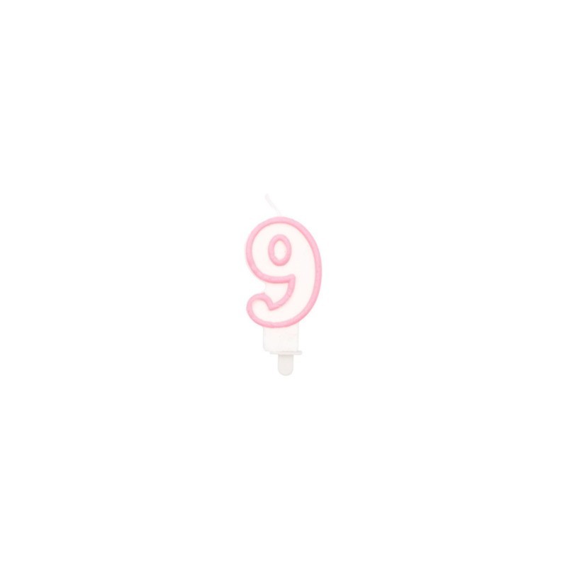 Candelina Party Go bianco e rosa H.6 cm n° 9 EA0203 (Conf.5)