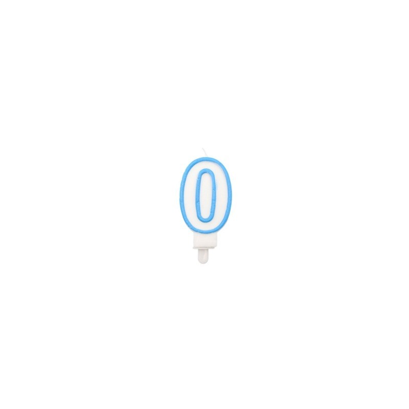 Candelina Party Go bianco e azzurro H.6 cm n° 0 EA0204 (Conf.5)