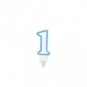 Candelina Party Go bianco e azzurro H.6 cm n° 1 EA0205 (Conf.5)