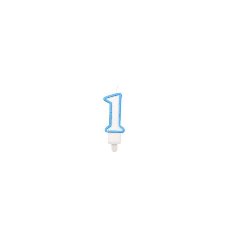Candelina Party Go bianco e azzurro H.6 cm n° 1 EA0205 (Conf.5)