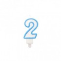 Candelina Party Go bianco e azzurro H.6 cm n° 2 EA0206 (Conf.5)