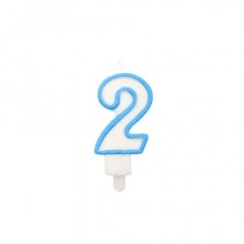Candelina Party Go bianco e azzurro H.6 cm n° 2 EA0206 (Conf.5)