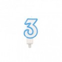Candelina Party Go bianco e azzurro H.6 cm n° 3 EA0207 (Conf.5)