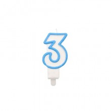 Candelina Party Go bianco e azzurro H.6 cm n° 3 EA0207 (Conf.5)