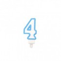 Candelina Party Go bianco e azzurro H.6 cm n° 4 EA0208 (Conf.5)