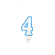 Candelina Party Go bianco e azzurro H.6 cm n° 4 EA0208 (Conf.5)