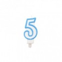 Candelina Party Go bianco e azzurro H.6 cm n° 5 EA0209 (Conf.5)