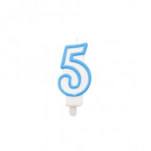 Candelina Party Go bianco e azzurro H.6 cm n° 5 EA0209 (Conf.5)