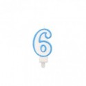Candelina Party Go bianco e azzurro H.6 cm n° 6 EA0210 (Conf.5)