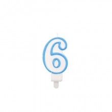 Candelina Party Go bianco e azzurro H.6 cm n° 6 EA0210 (Conf.5)