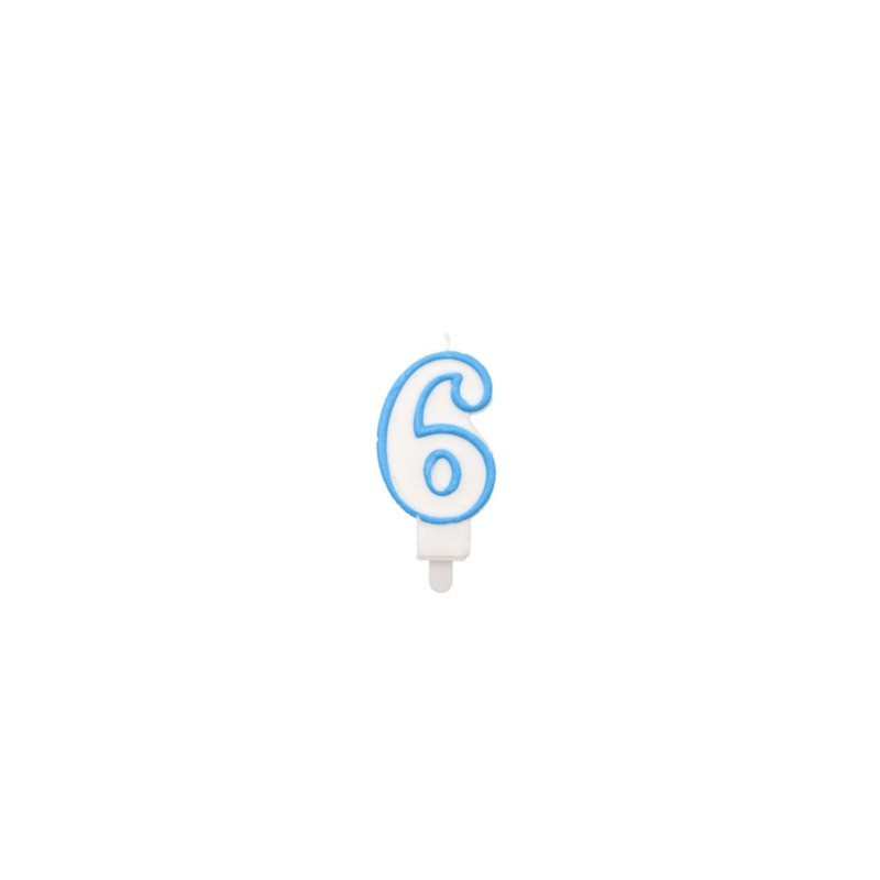 Candelina Party Go bianco e azzurro H.6 cm n° 6 EA0210 (Conf.5)