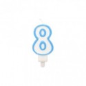 Candelina Party Go bianco e azzurro H.6 cm n° 8 EA0212 (Conf.5)