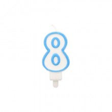 Candelina Party Go bianco e azzurro H.6 cm n° 8 EA0212 (Conf.5)