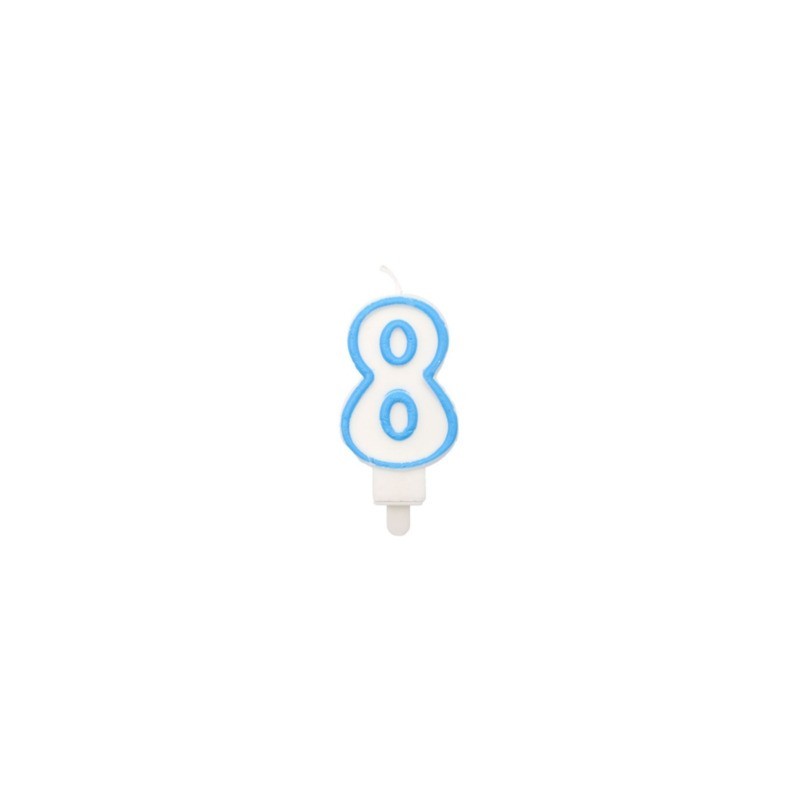Candelina Party Go bianco e azzurro H.6 cm n° 8 EA0212 (Conf.5)