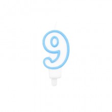 Candelina Party Go bianco e azzurro H.6 cm n° 9 EA0213 (Conf.5)