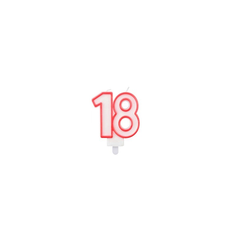 Candelina Party Go bianca e rossa H.7,5 cm 18 anni EA0039 (Conf.5)