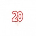 Candelina Party Go bianca e rossa H.7,5 cm 20 anni EA0460 (Conf.5)