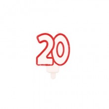 Candelina Party Go bianca e rossa H.7,5 cm 20 anni EA0460 (Conf.5)