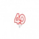 Candelina Party Go bianca e rossa H.7,5 cm 40 anni EA0041 (Conf.5)