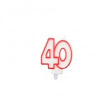 Candelina Party Go bianca e rossa H.7,5 cm 40 anni EA0041 (Conf.5)