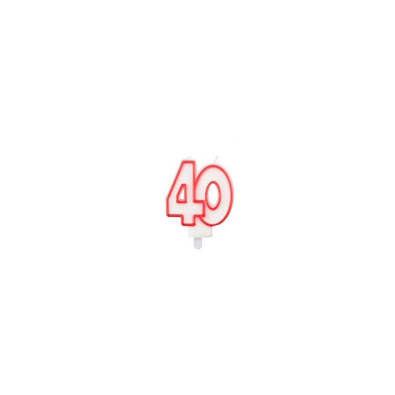 Candelina Party Go bianca e rossa H.7,5 cm 40 anni EA0041 (Conf.5)