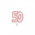 Candelina Party Go bianca e rossa H.7,5 cm 50 anni EA0042 (Conf.5)