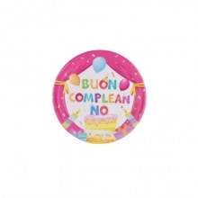 Piatti in carta Party Go Buon Compleanno rosa conf. 6 pz 23 cm AA0076-T