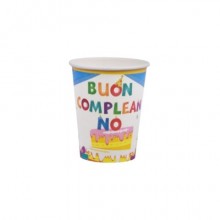 Bicchieri di carta Party Go Buon Compleanno azzurri conf. 6 pz 27 ml AC0071-T
