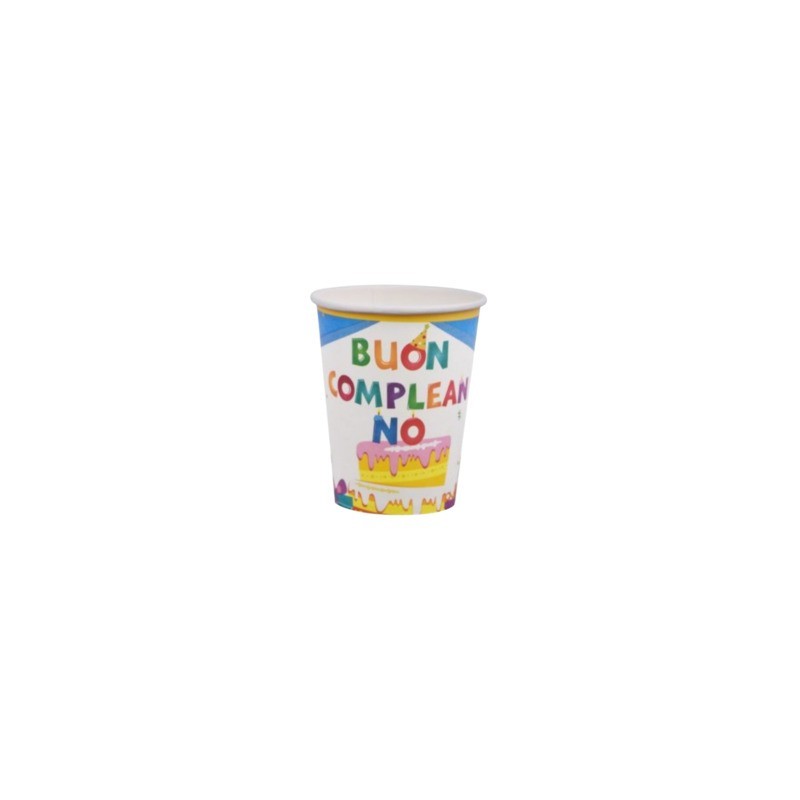 Bicchieri di carta Party Go Buon Compleanno azzurri conf. 6 pz 27 ml AC0071-T