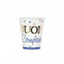 Bicchieri di carta Party Go Buon Compleanno pois colorati 27 ml - conf. 6 pz - AI0336